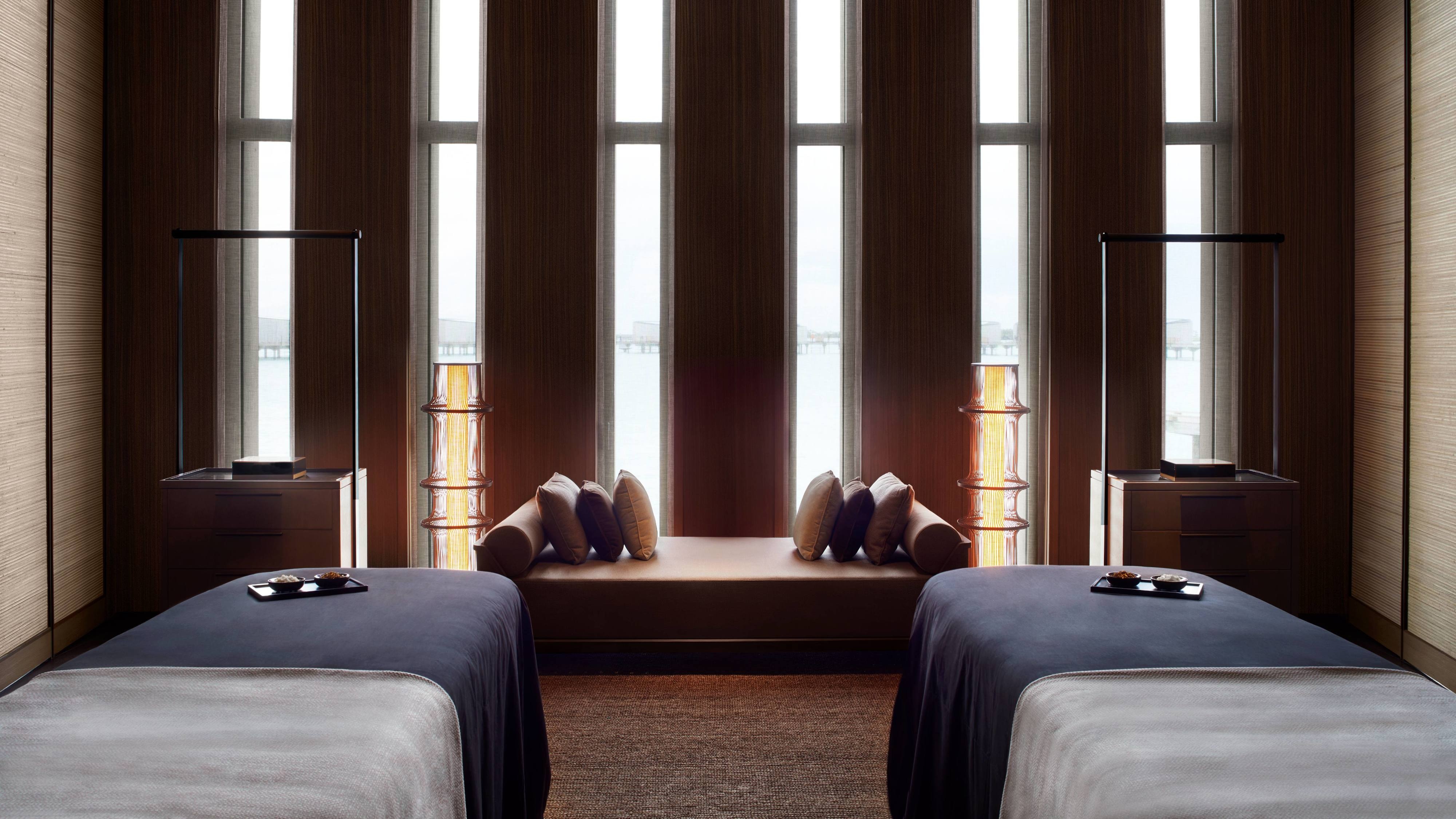The circular overwater Ritz-Carlton Spa at Fari Islands, Maldives
