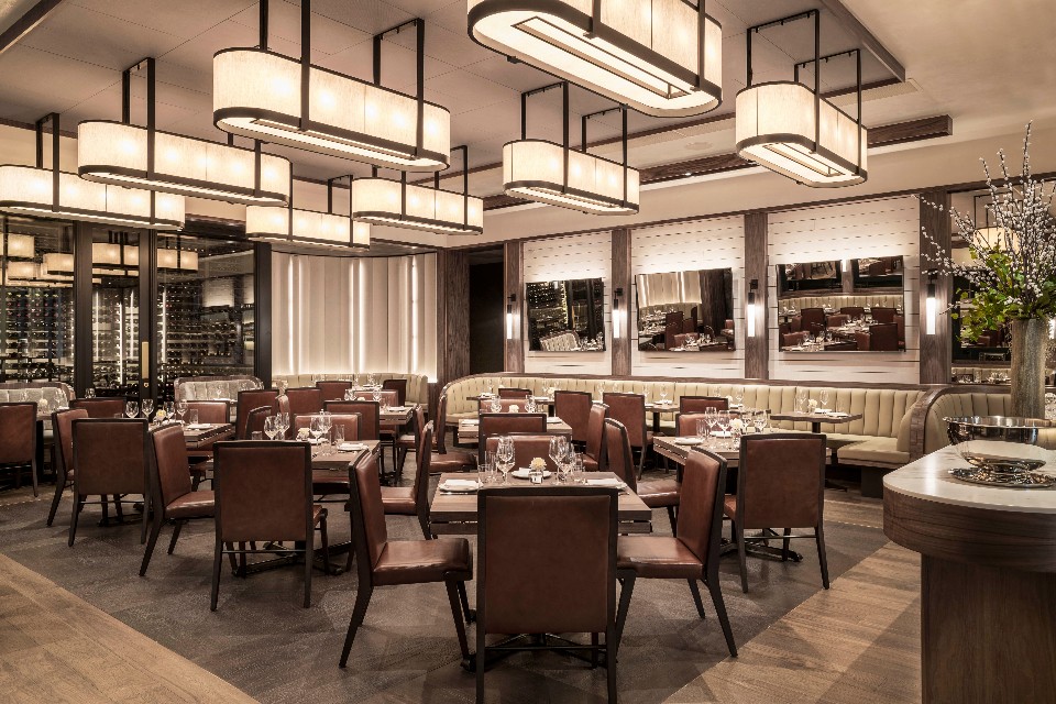 Dining room of Sette, the Italian restaurant at Bulgari Hotel London