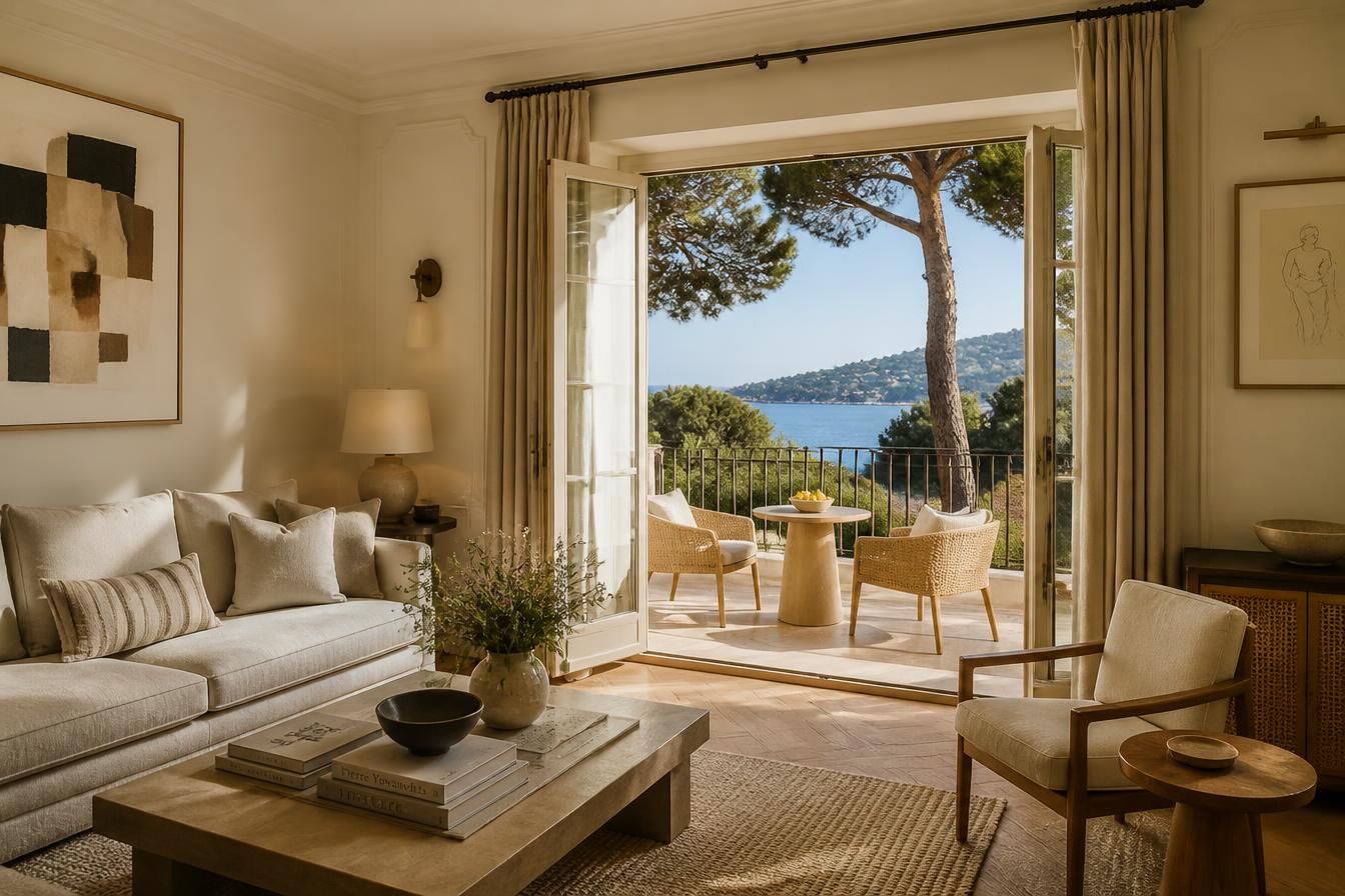 Sea-view suite living room with terrace at Cheval Blanc St-Tropez