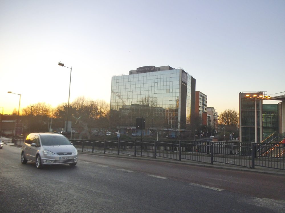 Premier Inn hotel building beside Wembley Park Underground station