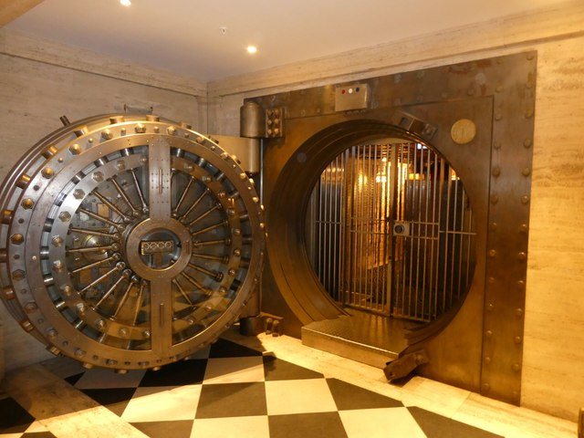 Original bank vault entrance preserved inside The Ned London