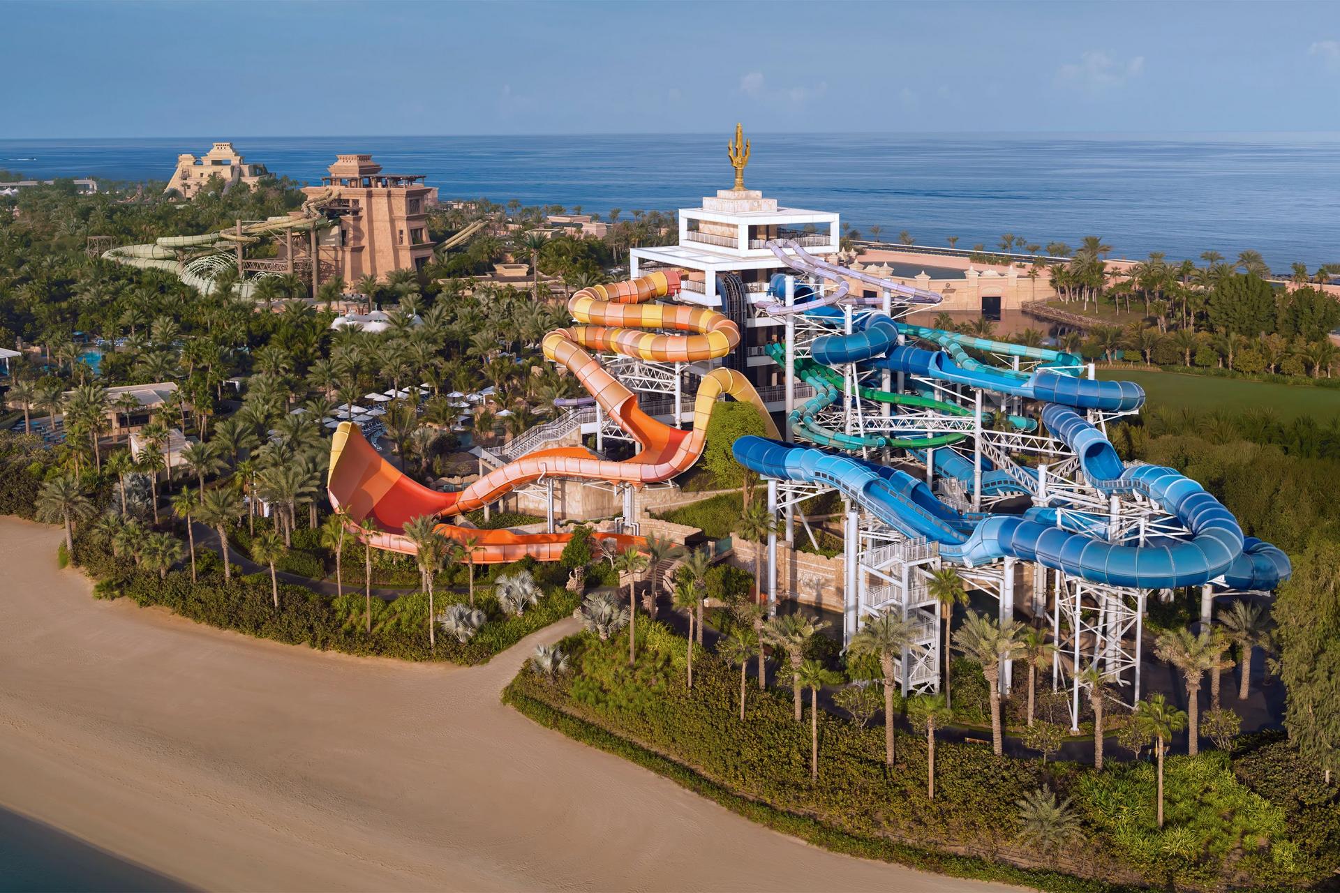 Aquaventure Waterpark at Atlantis The Palm Dubai with slides and lagoons
