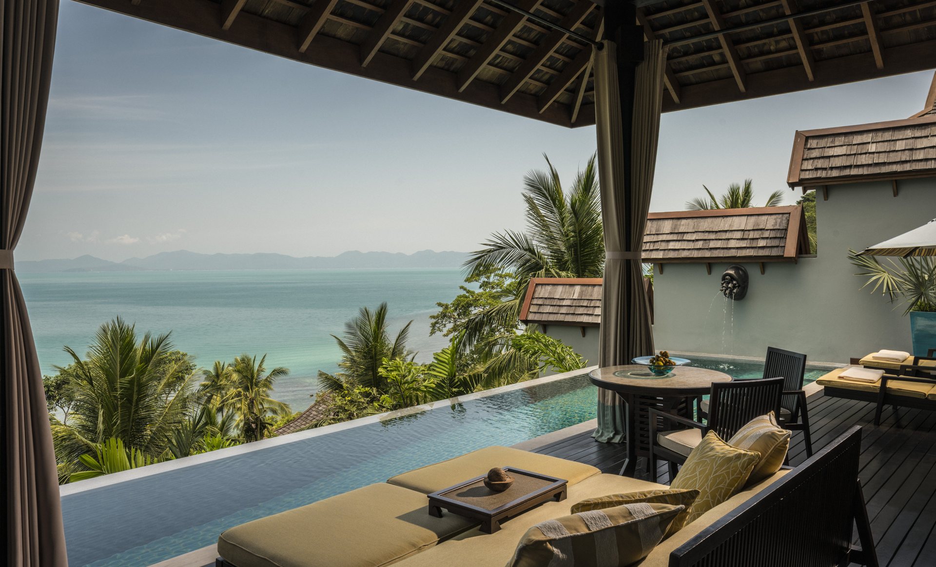 Hillside villa with private infinity pool overlooking the Gulf of Thailand at Four Seasons Resort Koh Samui