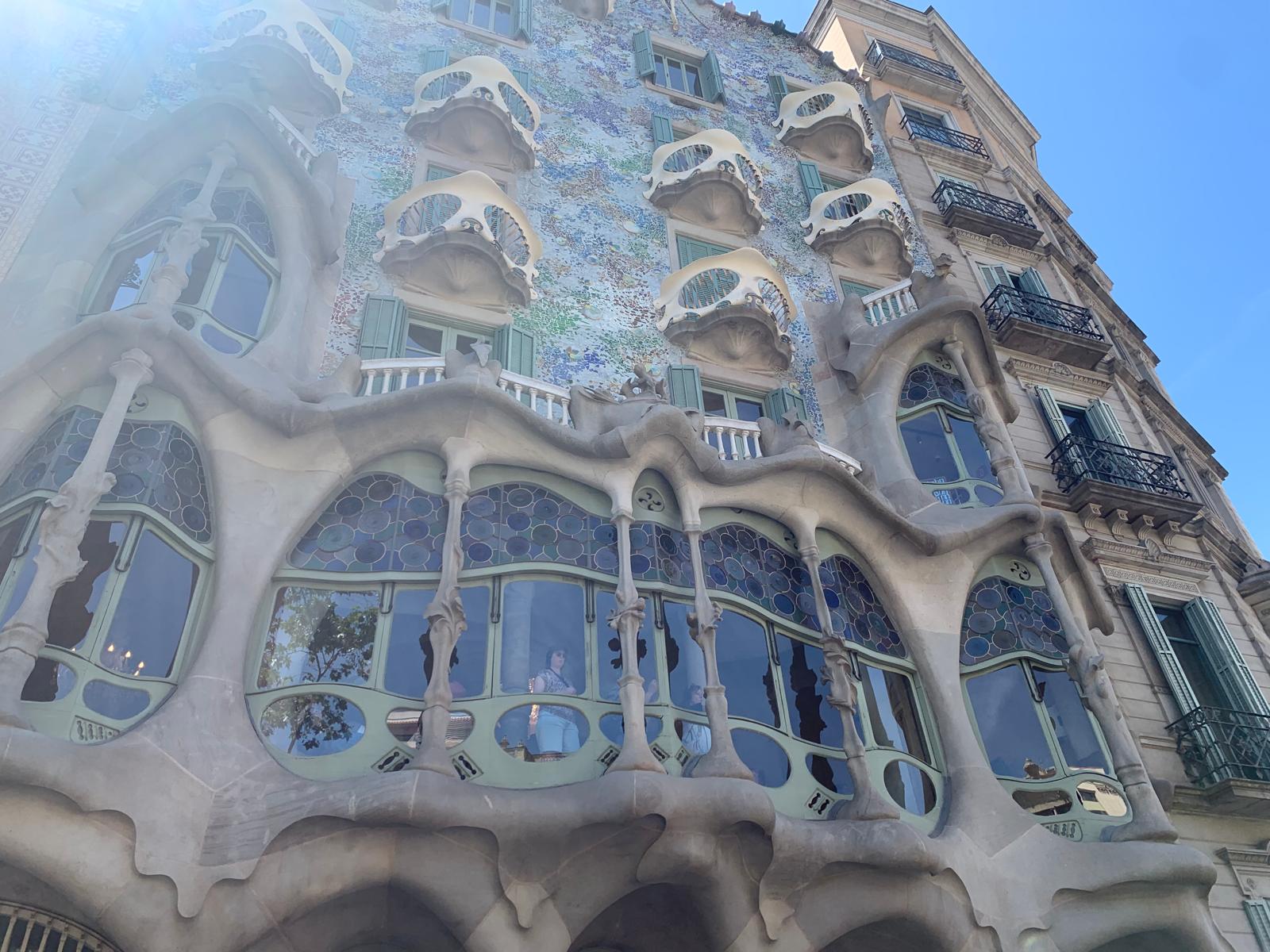 The façade of Casa Batlló on Passeig de Gràcia in Barcelona