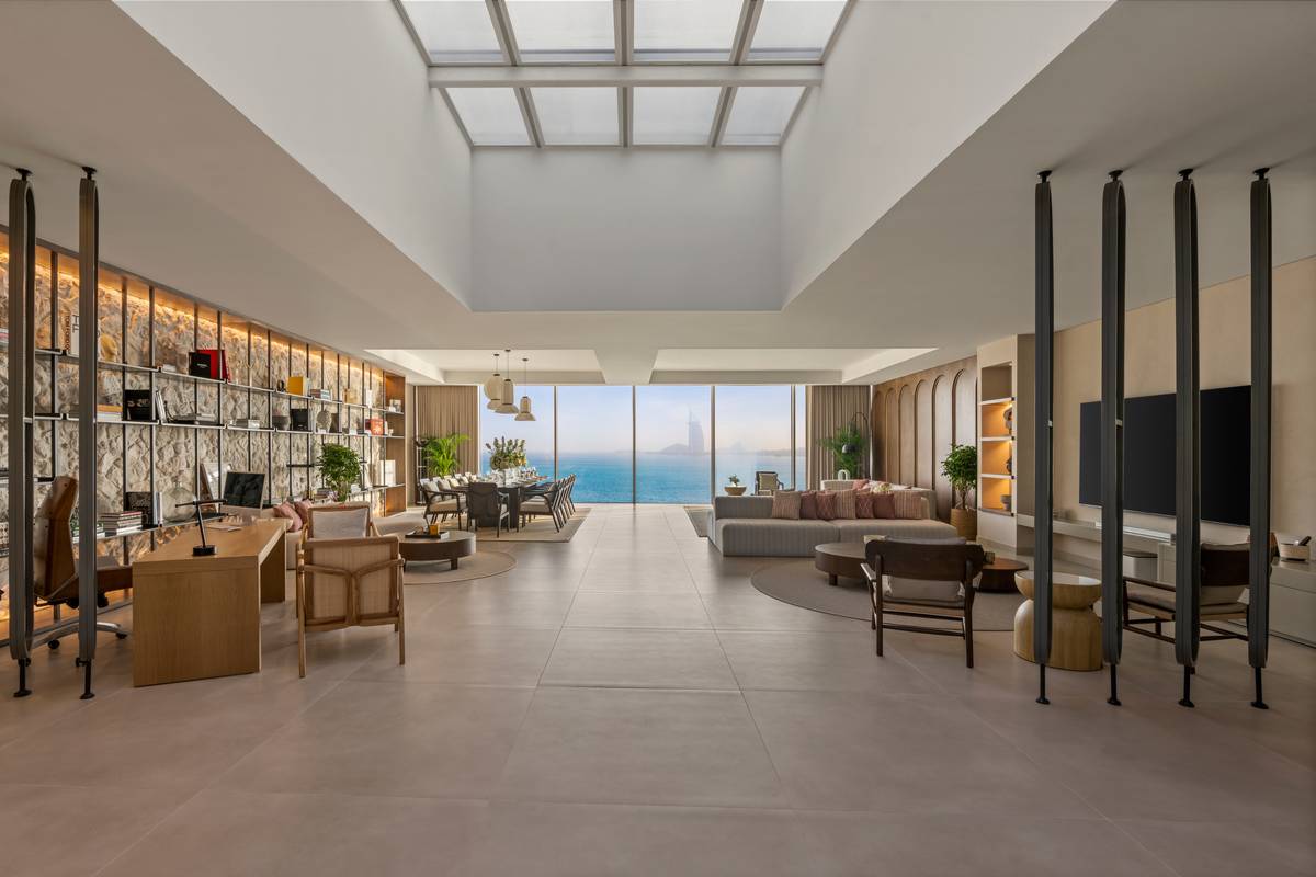 King Suite living area with sea view at Rixos The Palm Dubai
